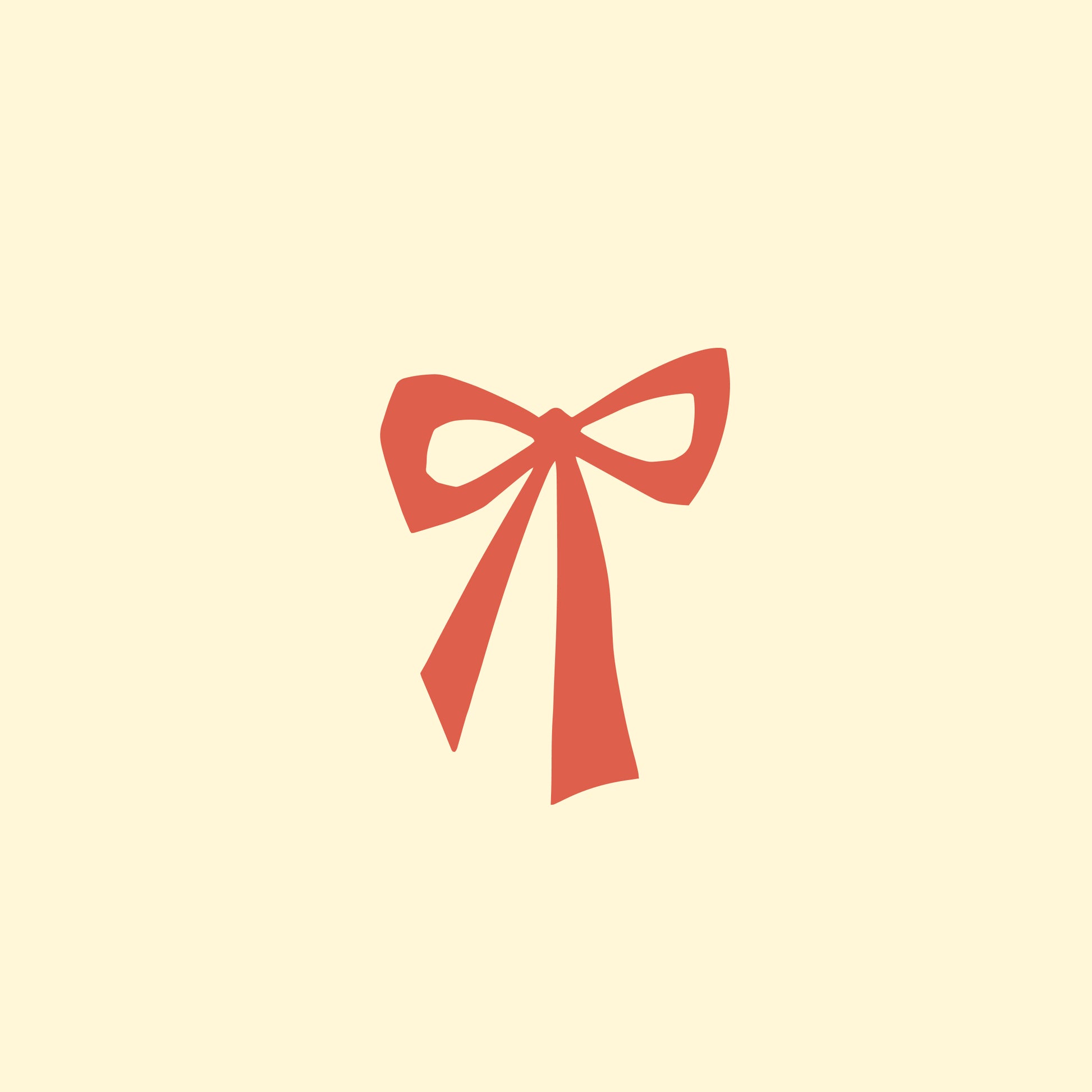 A graphic image of a red bow on a beige background, representing a gift card.